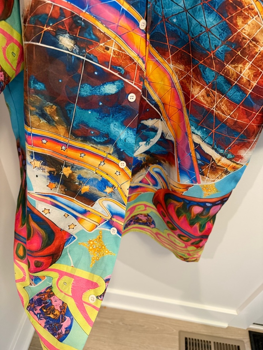 Rare Moschino Marble Trippy Short Sleeve Shirt Vibrant Psychedelic Print Size XL - Picture 4 of 6